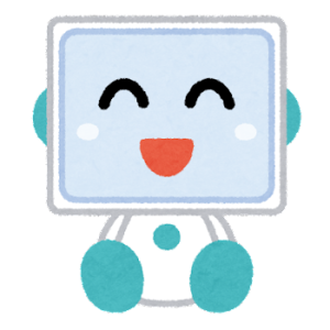 笑顔のパソコンに似たソーシャルロボットのイラスト