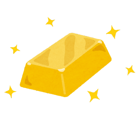 輝く金の延べ棒のイラスト