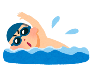 クロール泳ぎをしている男性のイラスト