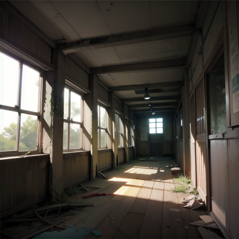 古い廃校となった校舎の中